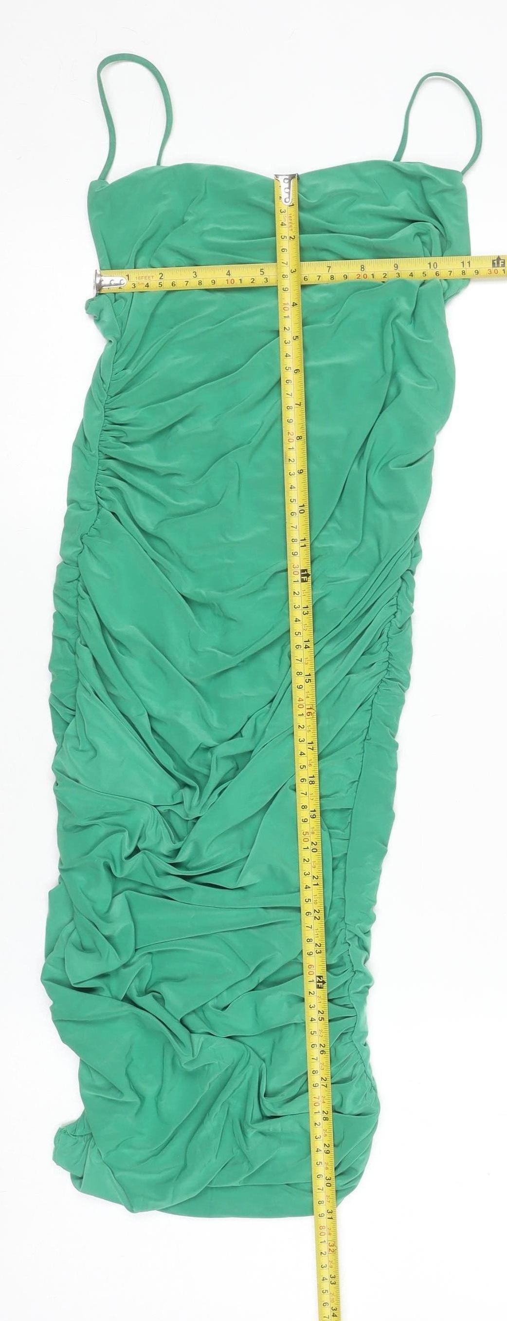 I SAW IT FIRST Women’s Green Size 8 Ruched Bodycon Midi Dress