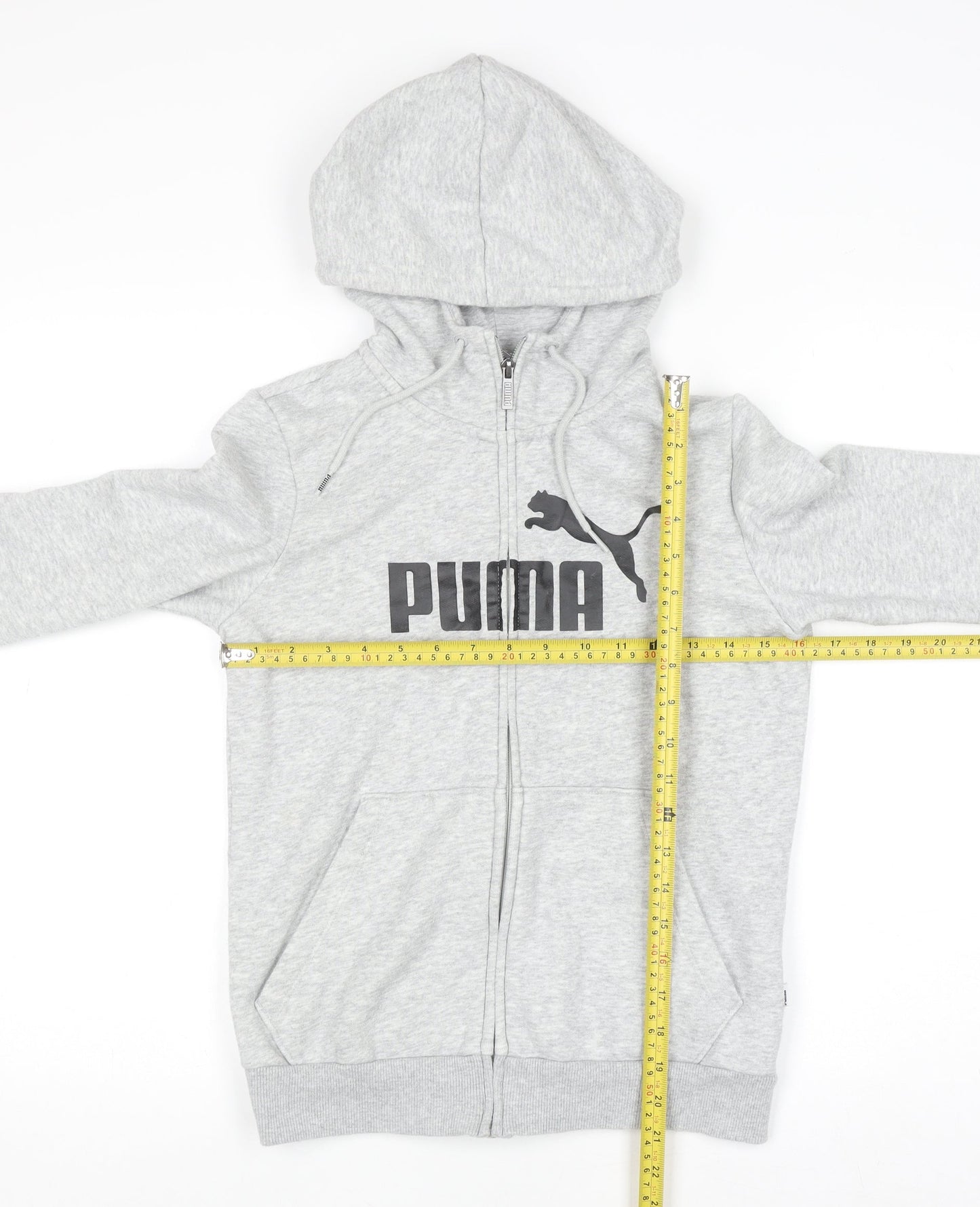 Puma Womens Grey Full Zip Hoodie Size 8 Cotton Blend