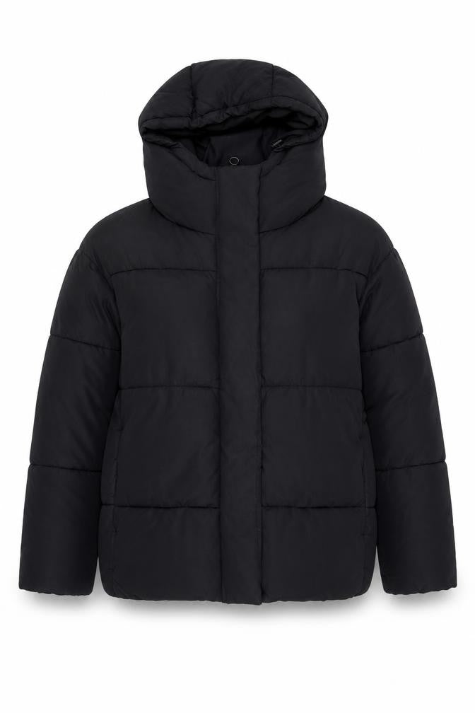 Monki Women's Black XS Puffer Jacket Hooded Winter Coat