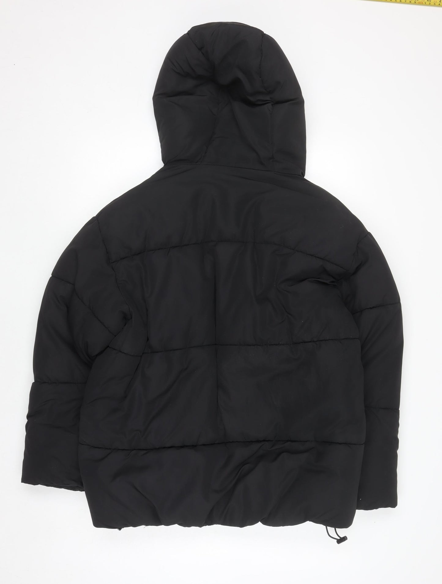 Monki Women's Black XS Puffer Jacket Hooded Winter Coat