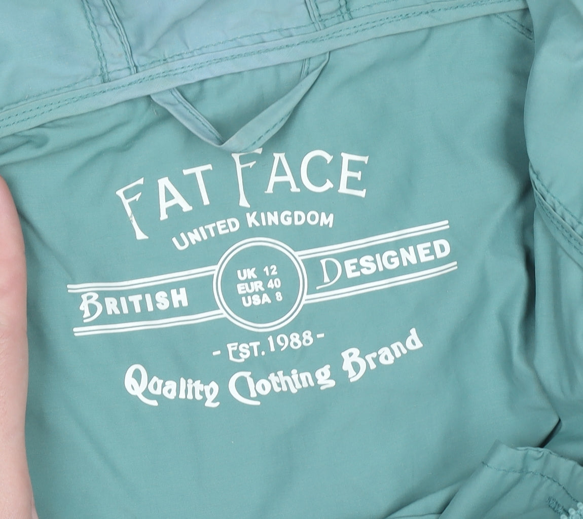 Fat Face Women's Green Hooded Parka Jacket Size 12 Cotton Blend