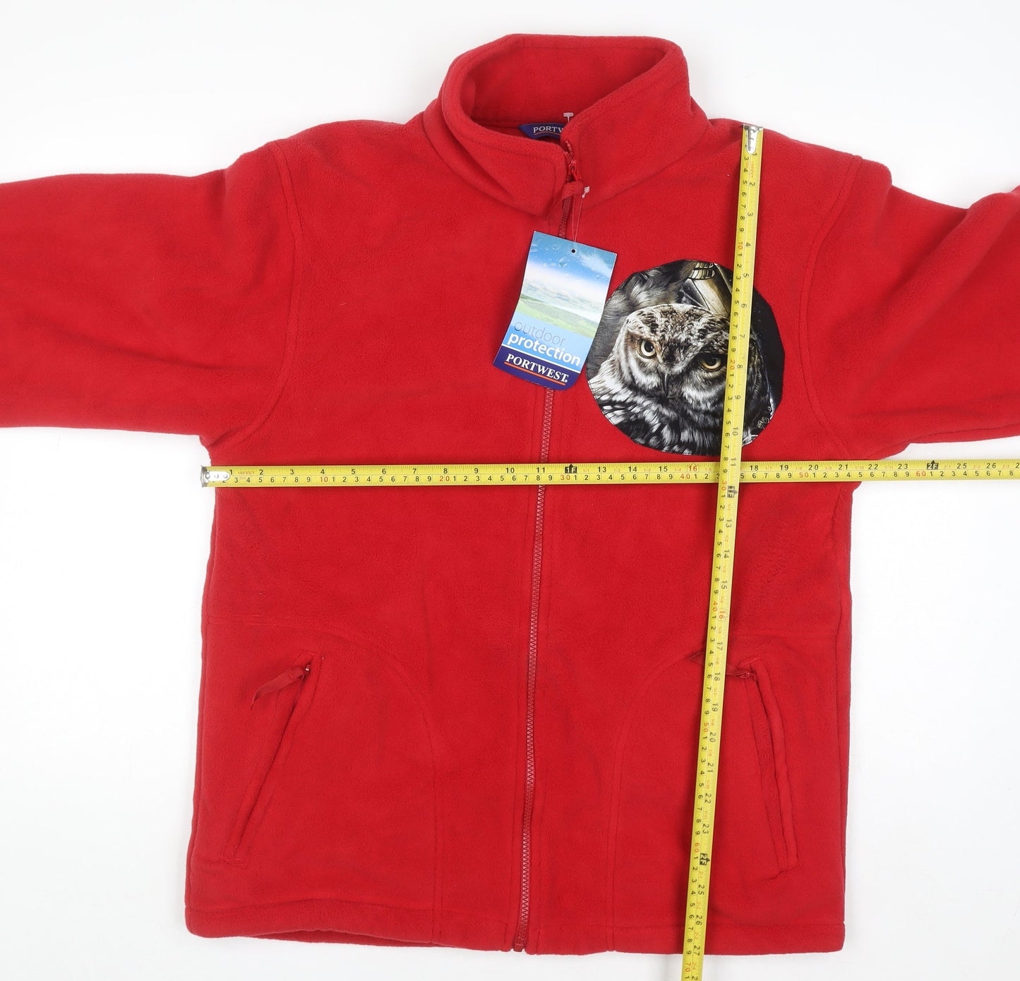 Portwest Men's Red Fleece Full Zip Outdoor Jacket M