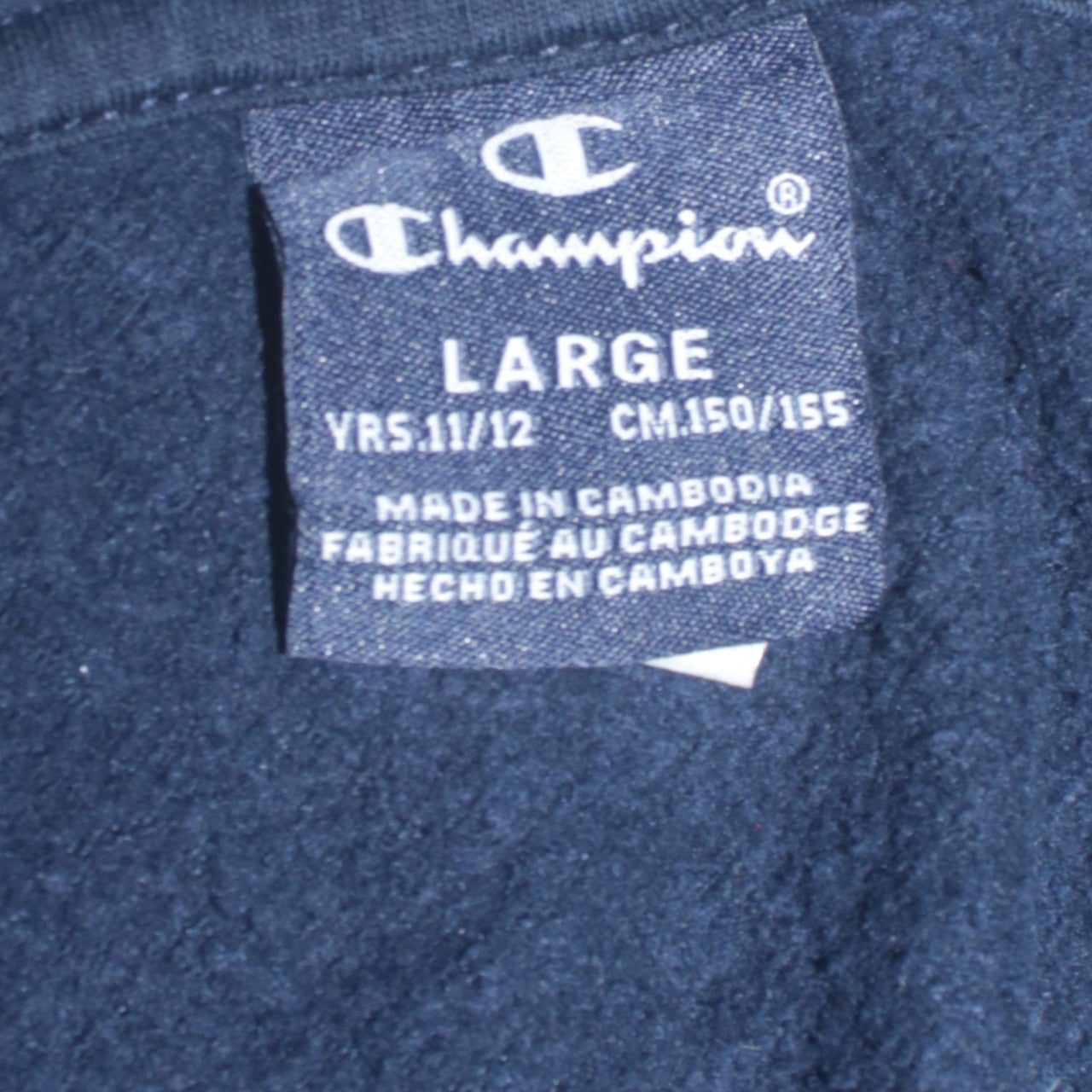 Champion Boys Navy Logo Tape Pullover Hoodie Size 11-12 Years