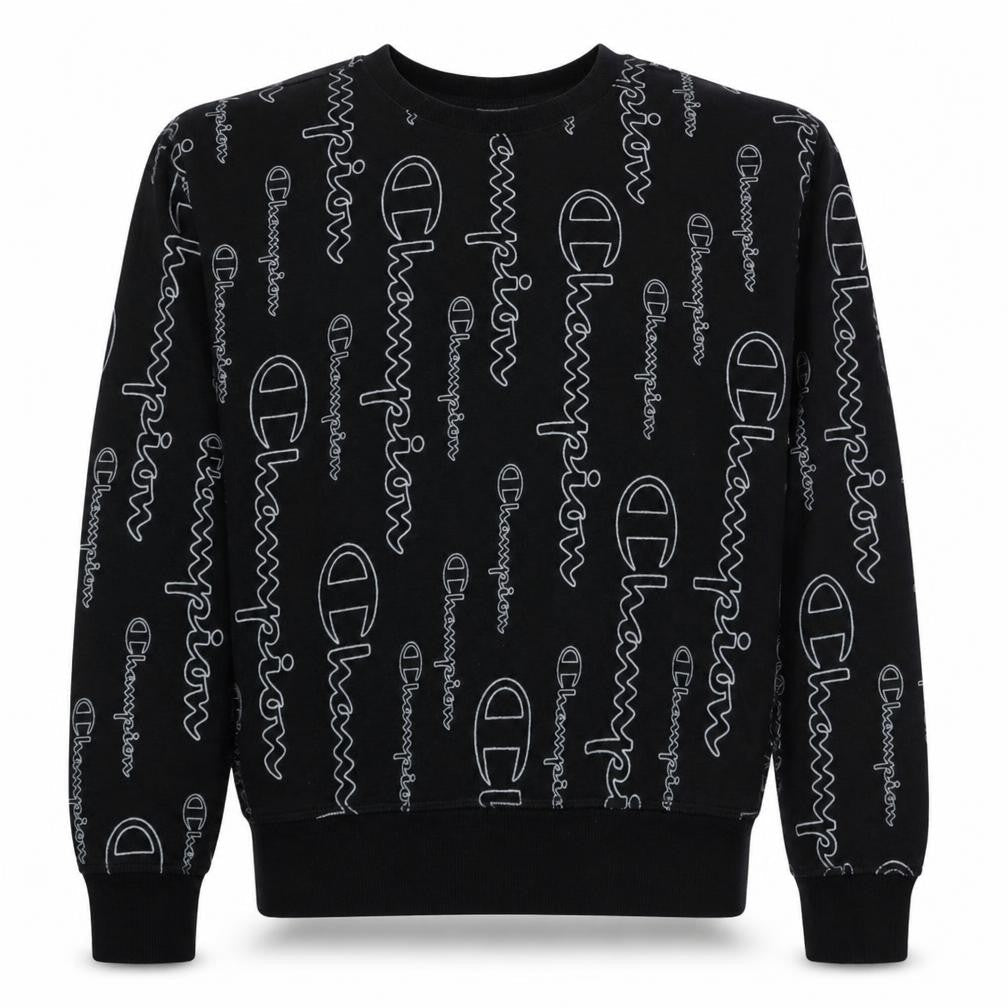 Champion Mens Black 2XL Logo Print Crew Neck Sweatshirt