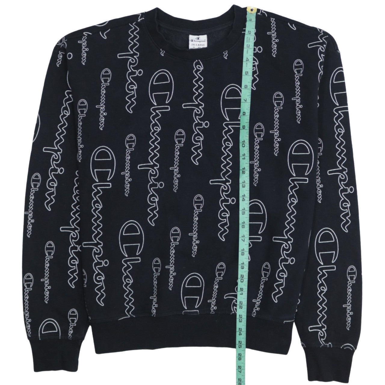 Champion Mens Black 2XL Logo Print Crew Neck Sweatshirt