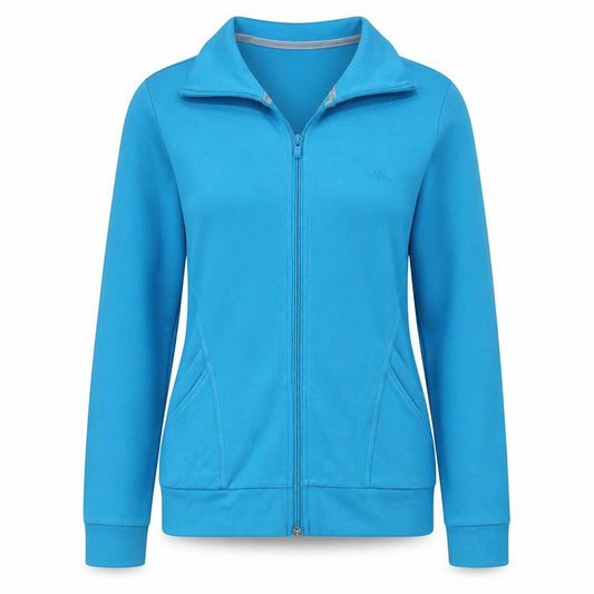 Adidas Women Blue Full Zip Sweatshirt Size 14 Organic Cotton Essentials