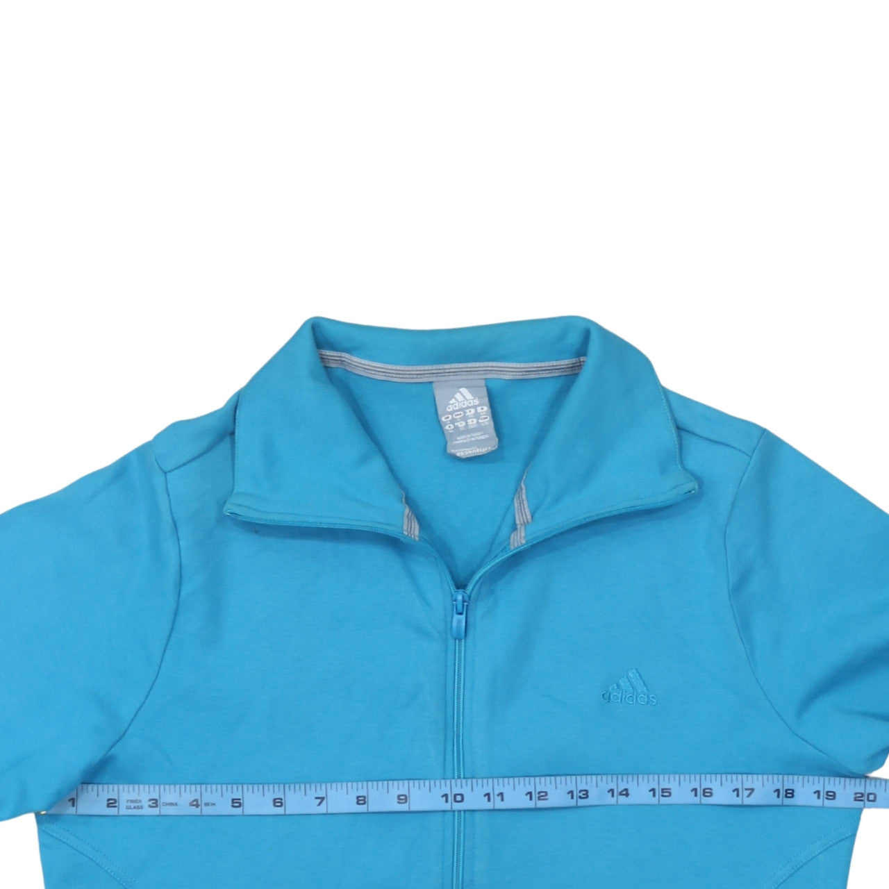 Adidas Women Blue Full Zip Sweatshirt Size 14 Organic Cotton Essentials