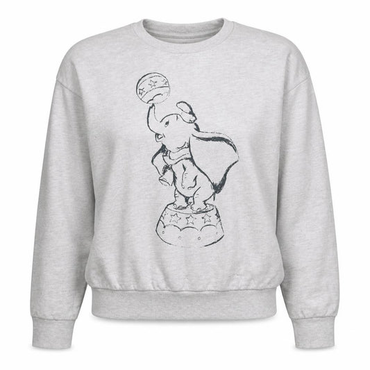 Disney Women Grey Dumbo Crew Neck Pullover Sweatshirt Size S 10/12