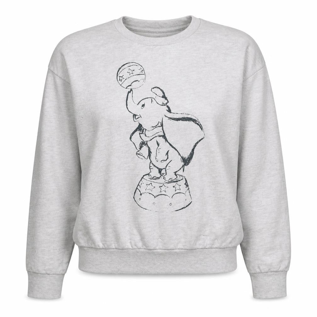 Disney Women Grey Dumbo Crew Neck Pullover Sweatshirt Size S 10/12