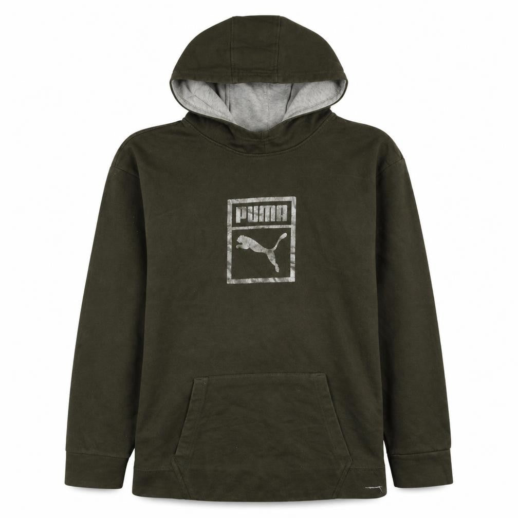 Puma Womens Green XL Pullover Hoodie with Silver Logo