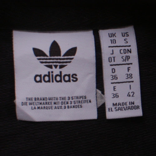 Adidas Women Black Crew Neck Sweatshirt Size 10 Logo Print Casual