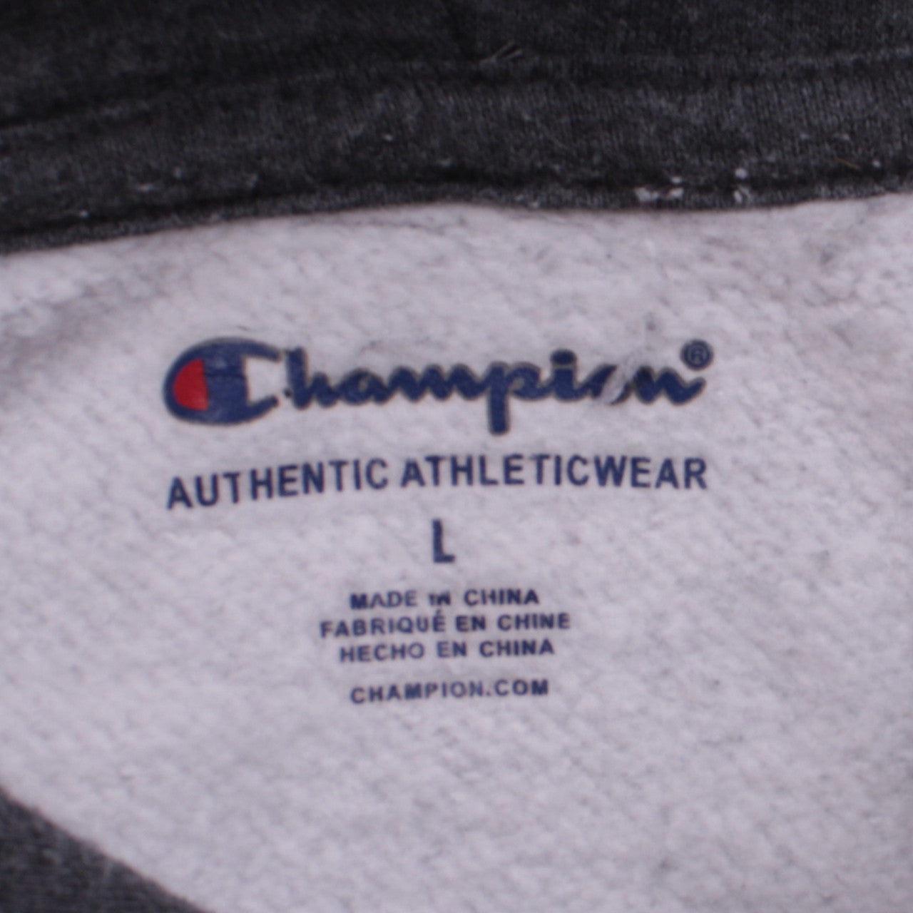 Champion Womens Grey Pullover Hoodie L Logo Embroidered Sweatshirt