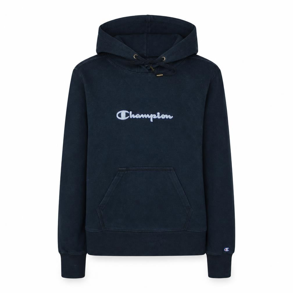 Champion Women's Navy Pullover Hoodie M Embroidered Logo Cotton Blend