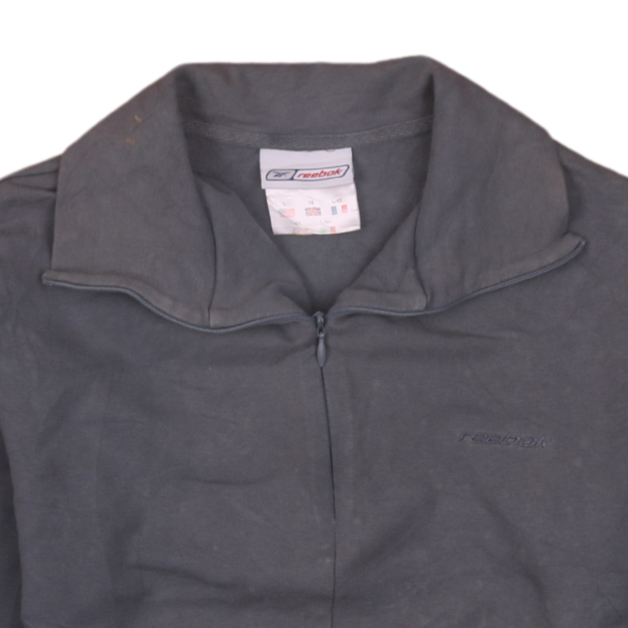 Reebok Womens Grey 1/2 Zip Sweatshirt Size 14 L Cotton Blend
