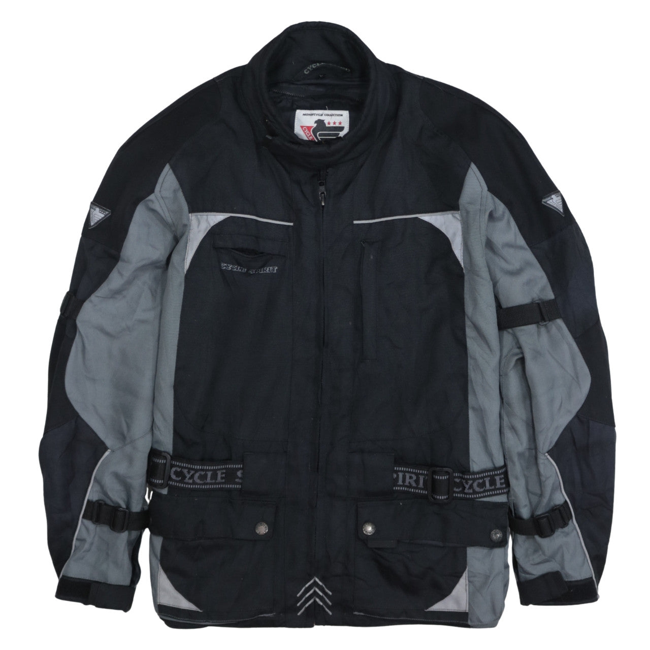Cycle Spirit Men's Black Grey Motorcycle Jacket Size L Waterproof Biker Style
