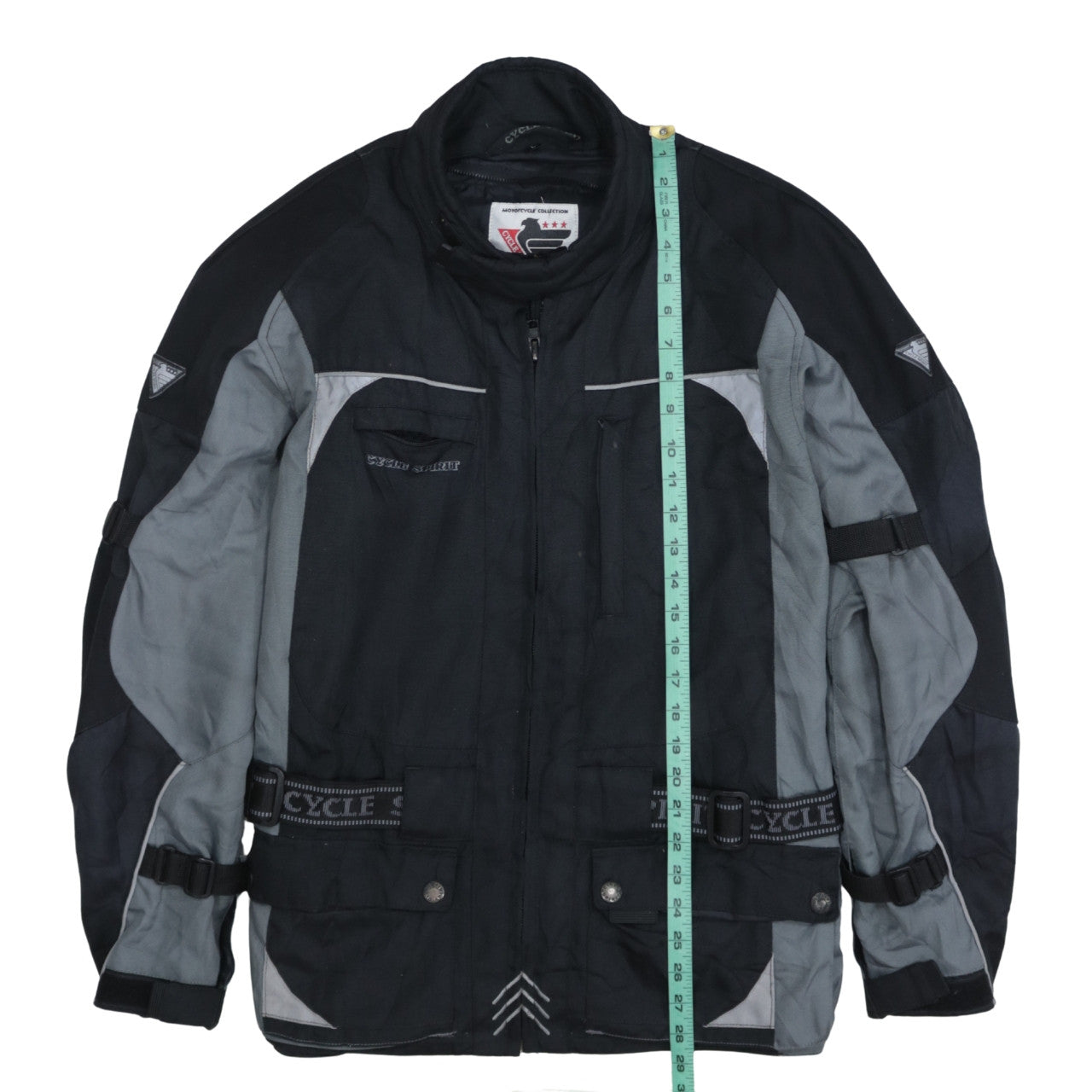 Cycle Spirit Men's Black Grey Motorcycle Jacket Size L Waterproof Biker Style