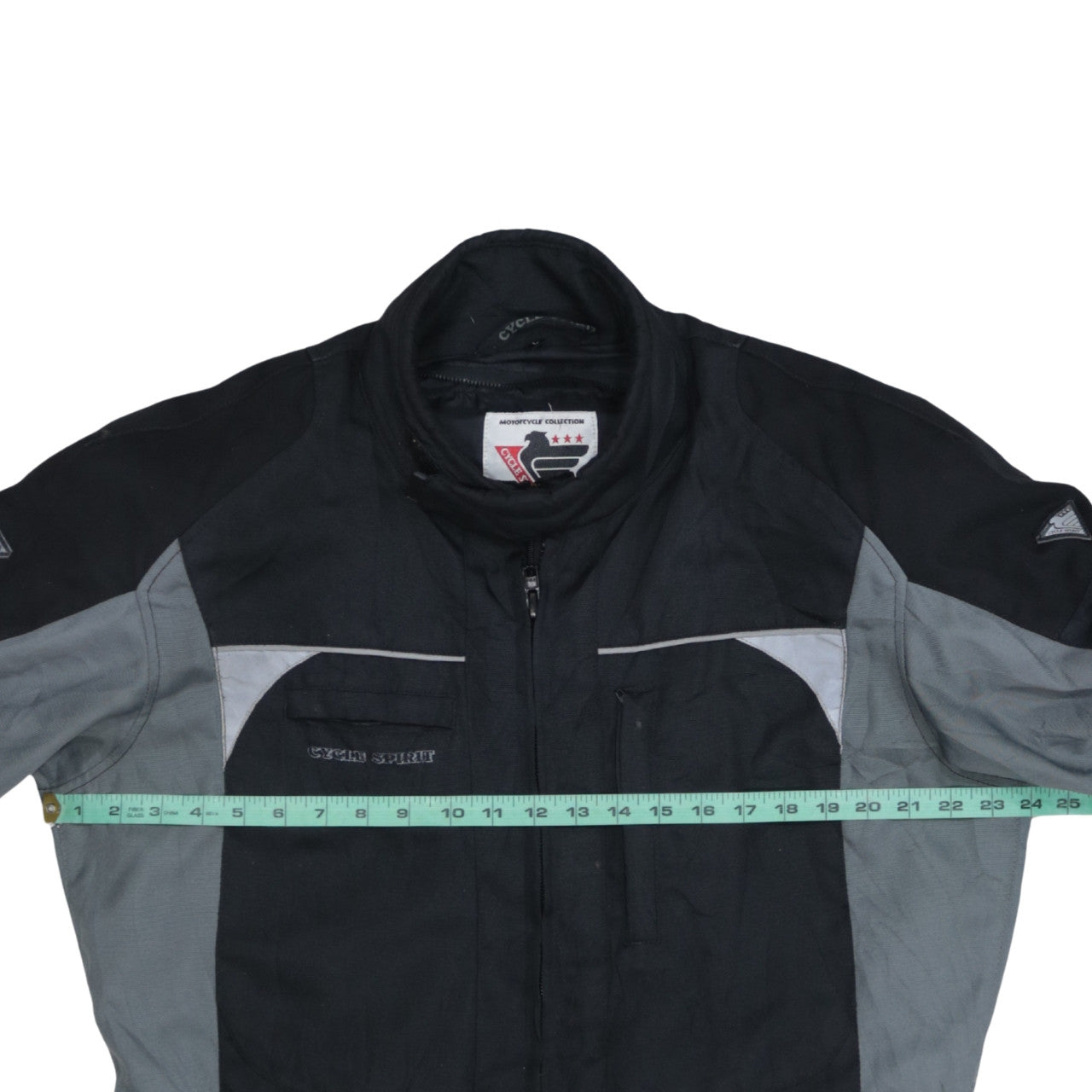 Cycle Spirit Men's Black Grey Motorcycle Jacket Size L Waterproof Biker Style