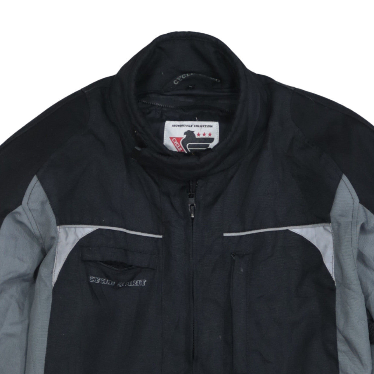 Cycle Spirit Men's Black Grey Motorcycle Jacket Size L Waterproof Biker Style