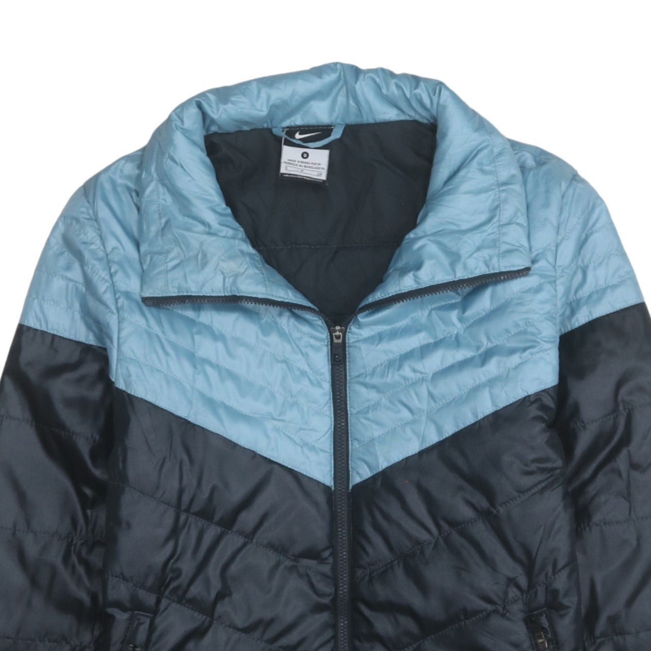 Nike Boys Blue Colourblock Puffer Jacket Size S Full Zip Winter Coat