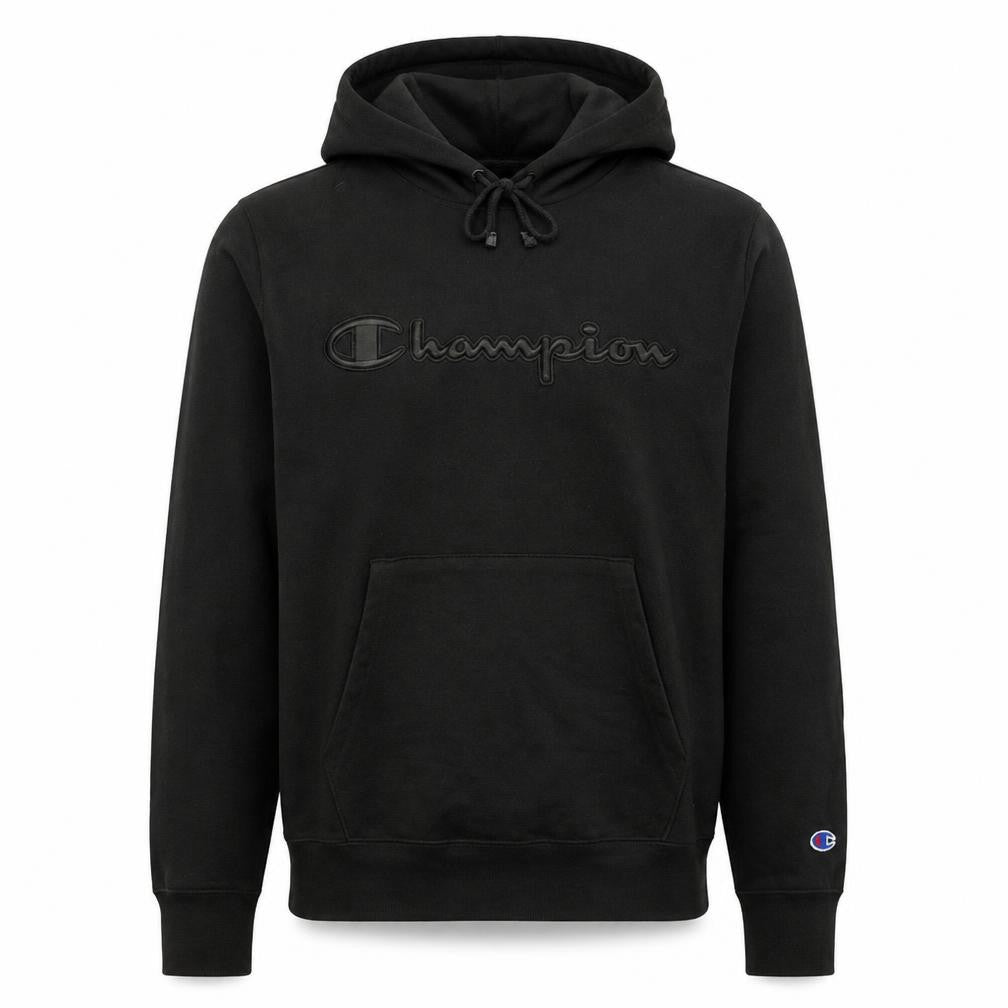 Champion Men's Black Pullover Hoodie M Embroidered Logo Fleece