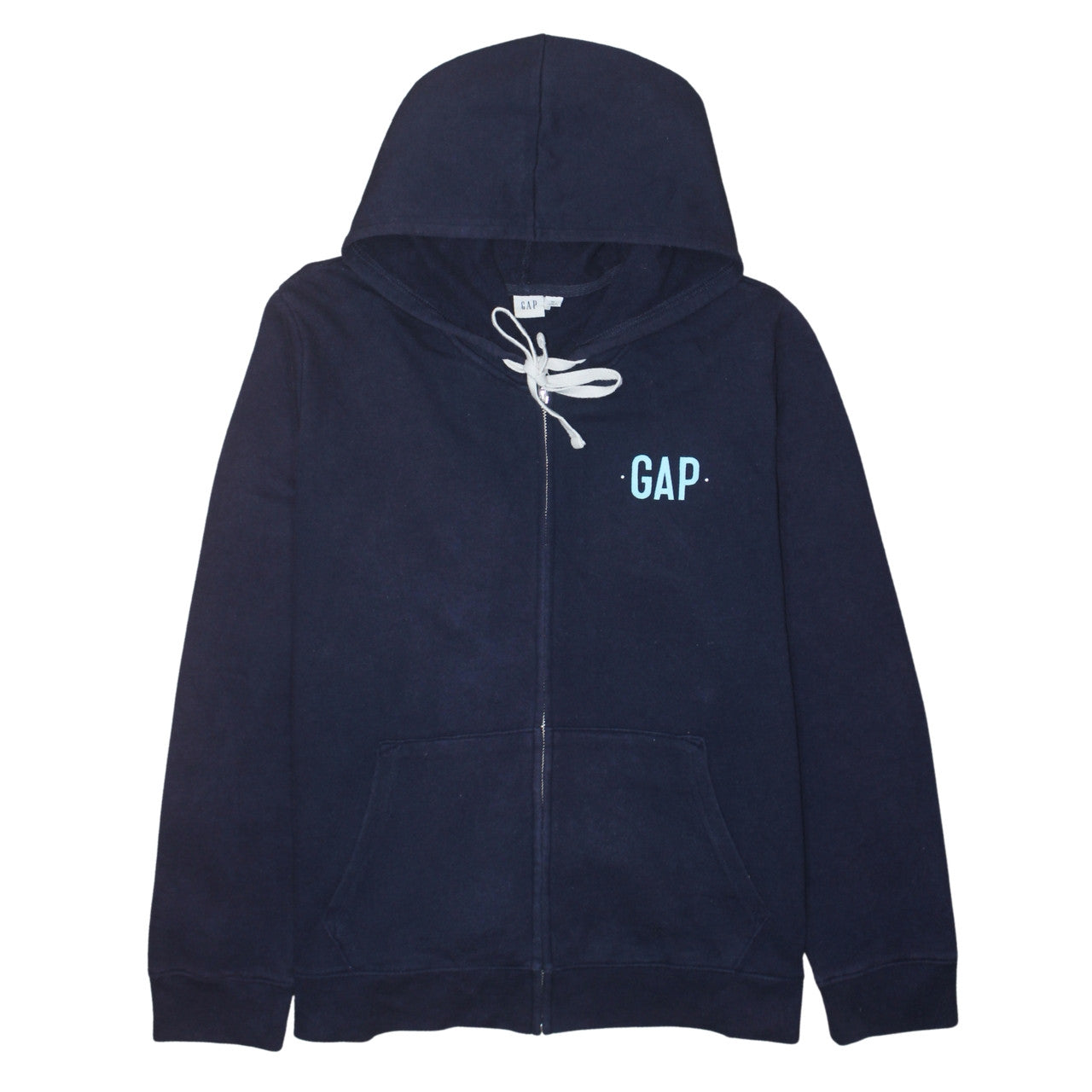 GAP Men's Navy Blue Full Zip Hoodie XL Classic Logo Cotton Blend