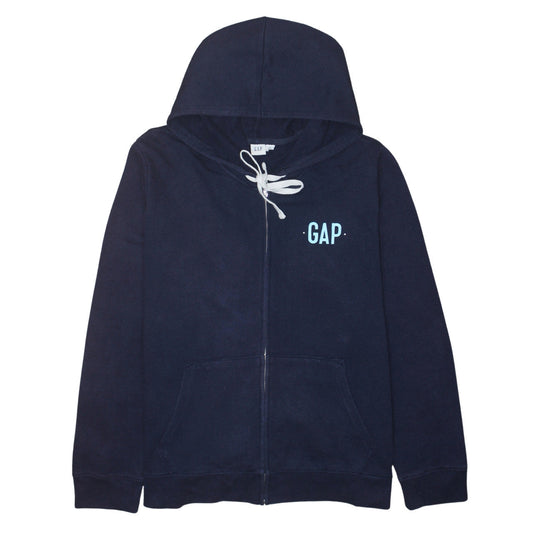 GAP Men's Navy Blue Full Zip Hoodie XL Classic Logo Cotton Blend