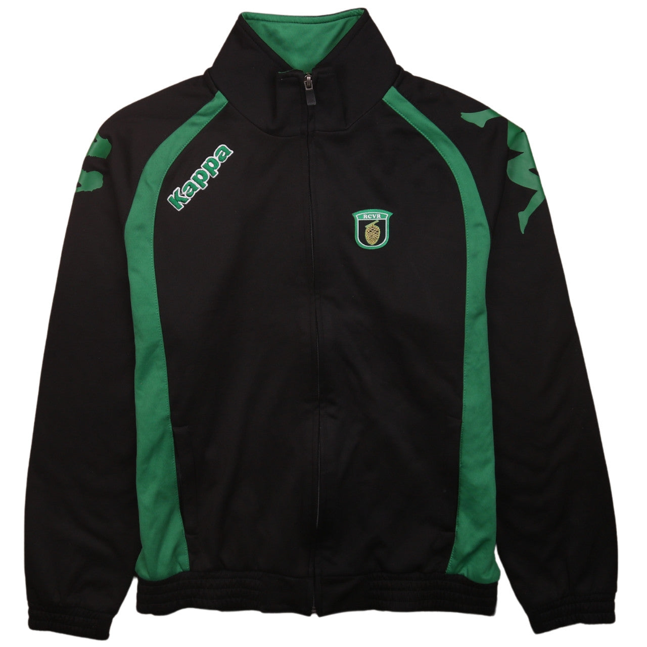 Kappa Boys Black Green Full Zip Hoodie 14 Years 164cm Athletic Style