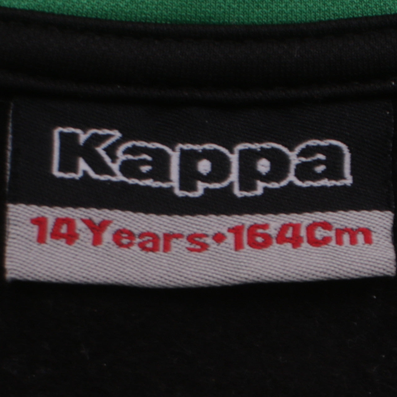 Kappa Boys Black Green Full Zip Hoodie 14 Years 164cm Athletic Style