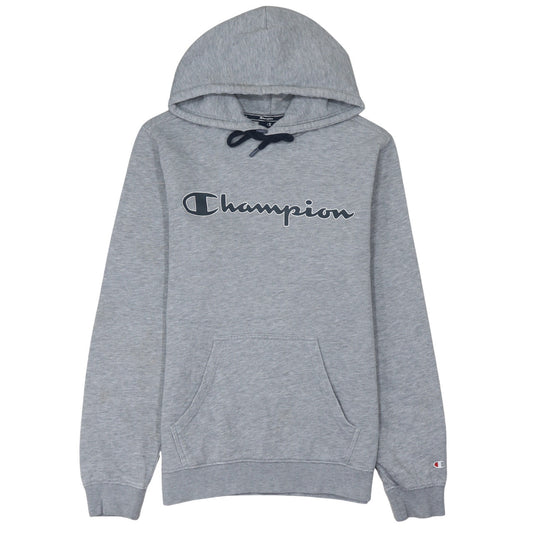 Champion Men's Grey Small Pullover Hoodie with Logo Print