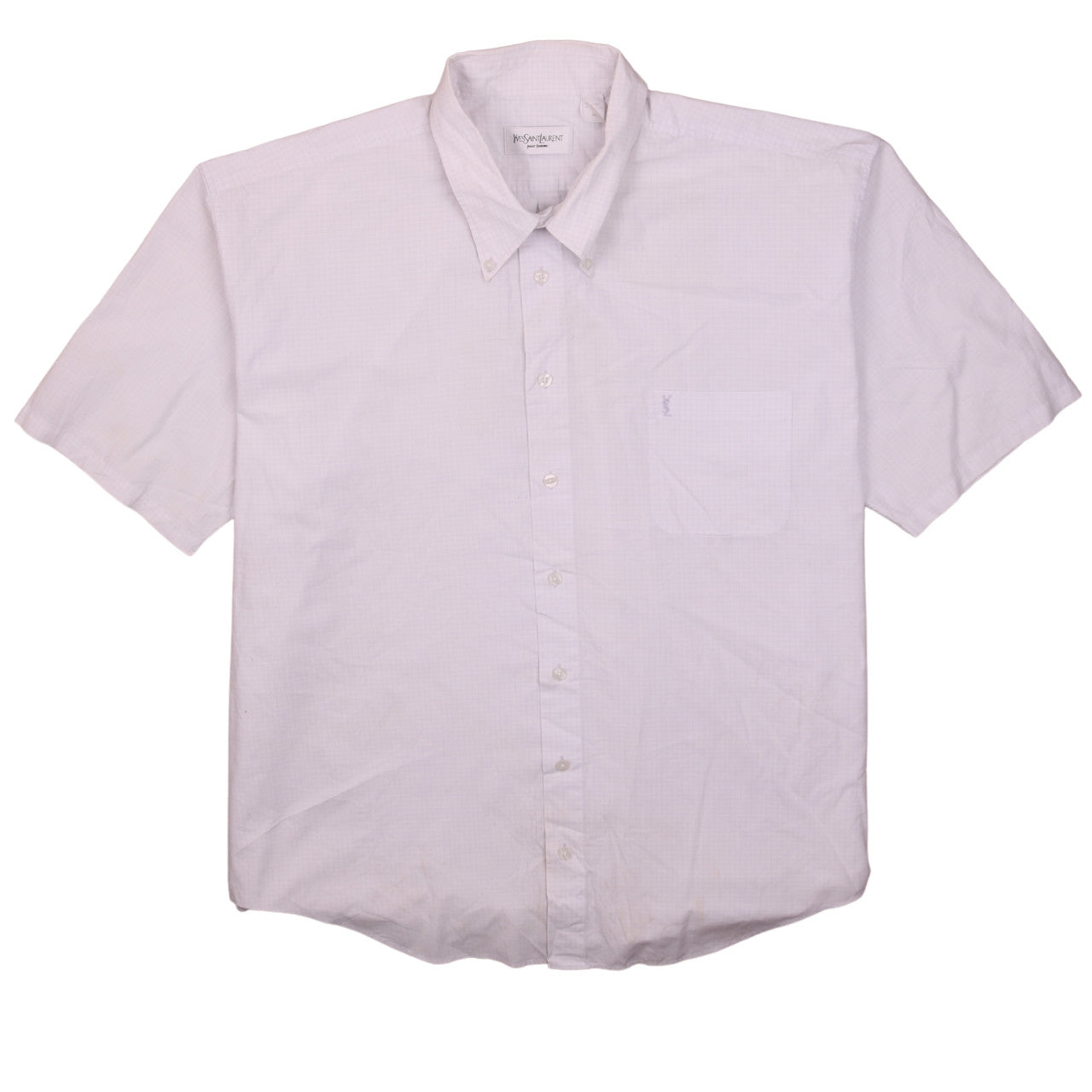 Yves Saint Laurent Men's White Short Sleeve Button-Up Shirt 2XL