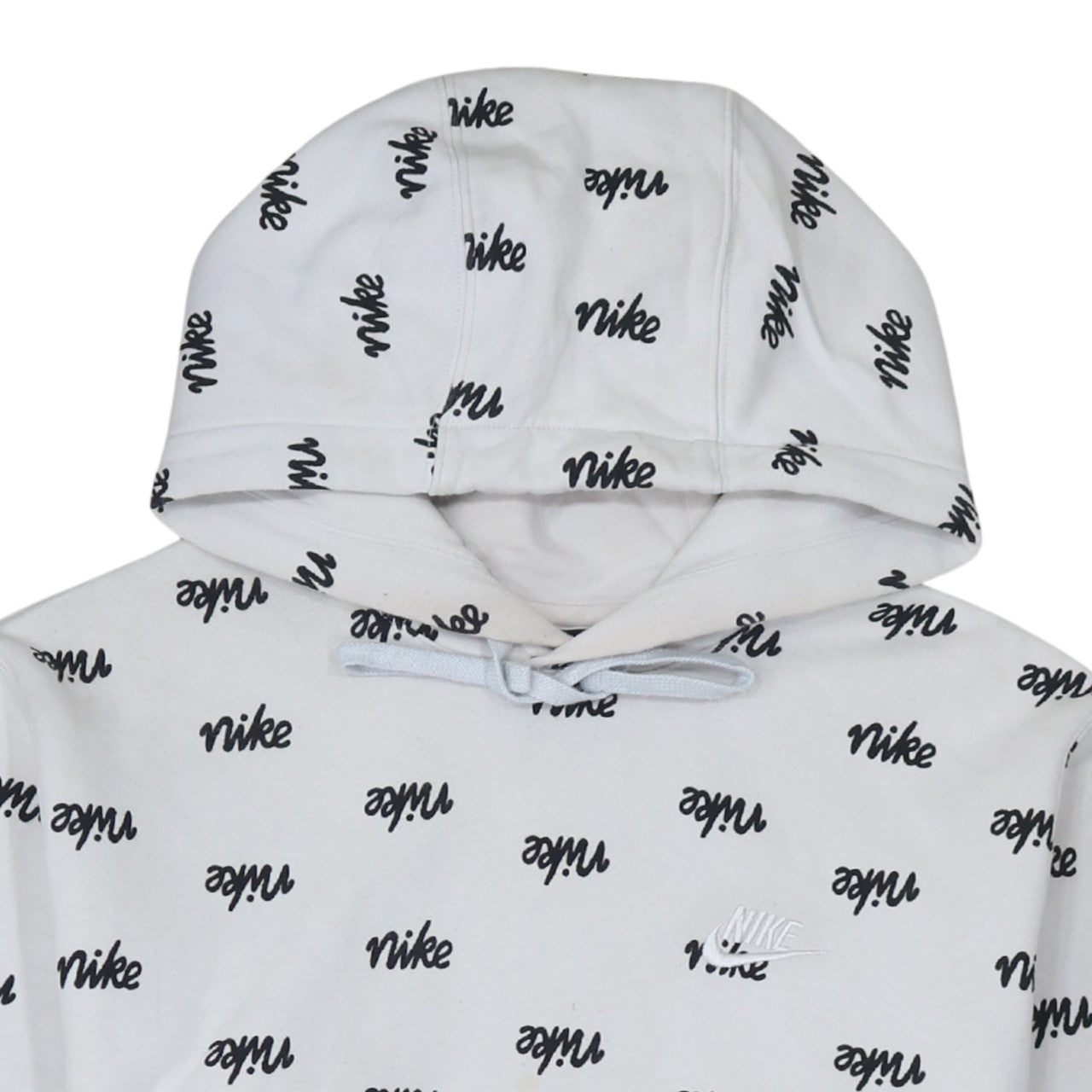 Nike Men's White Small Pullover Hoodie with Logo Print