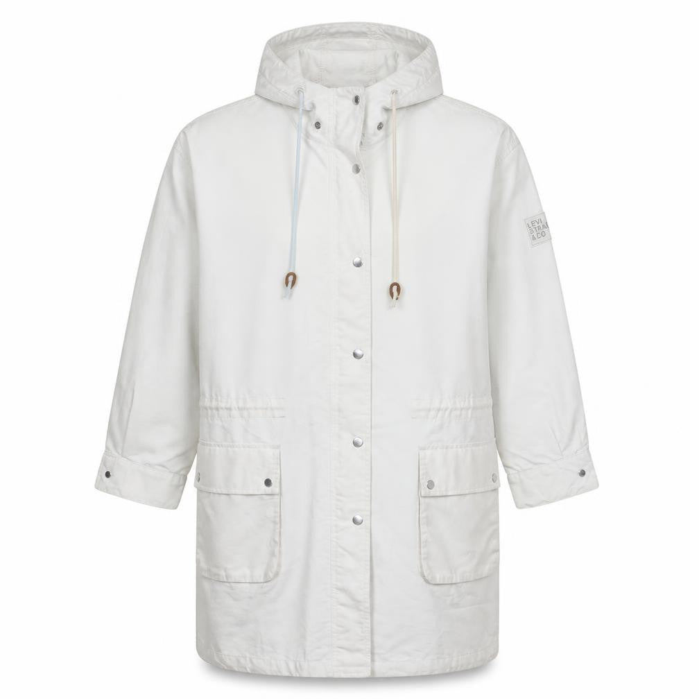 Levi Strauss & Co. Men's White Cotton Parka Coat Size S Hooded