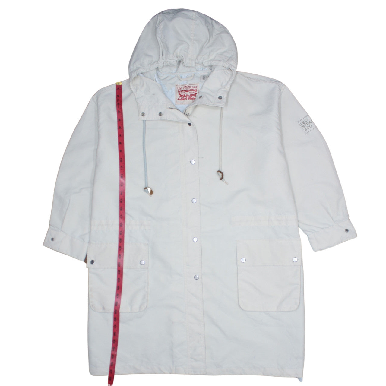 Levi Strauss & Co. Men's White Cotton Parka Coat Size S Hooded