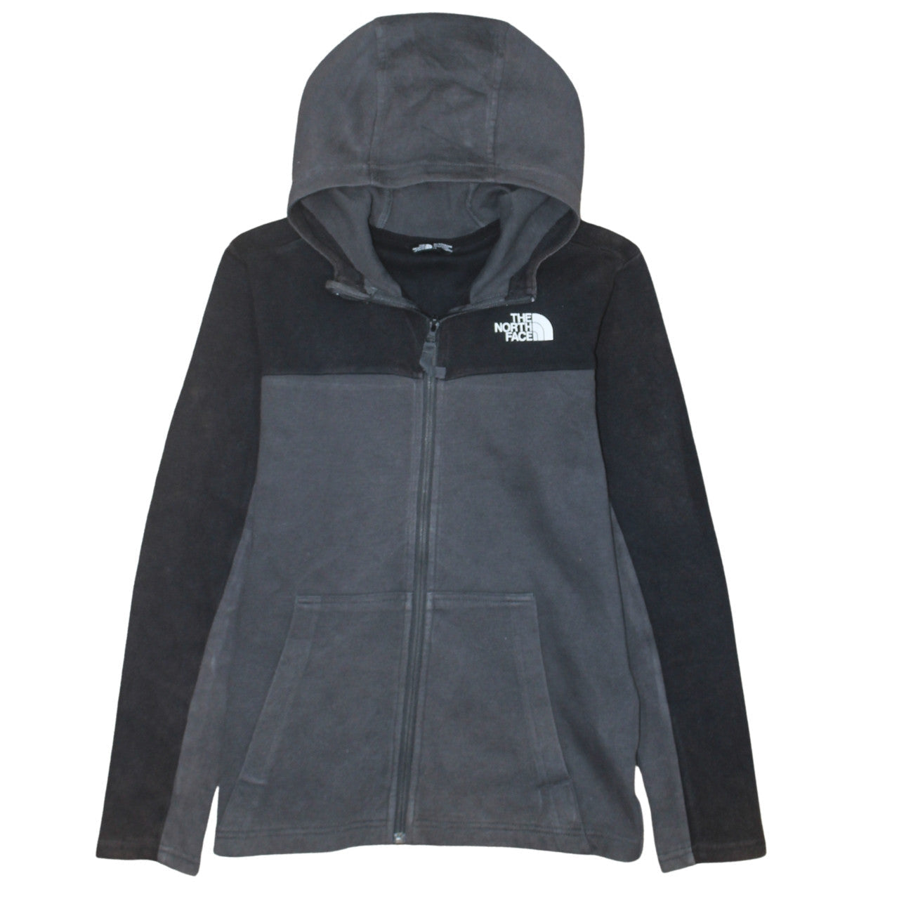 The North Face Boys Black Full Zip Hoodie Size L Cotton Blend Fleece