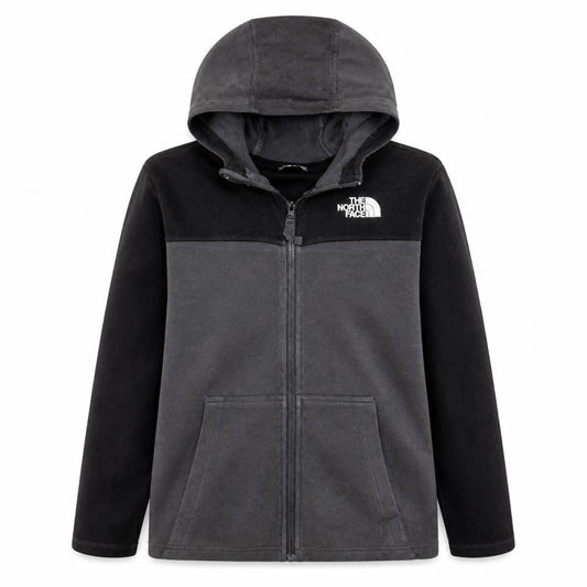 The North Face Boys Black Full Zip Hoodie Size L Cotton Blend Fleece