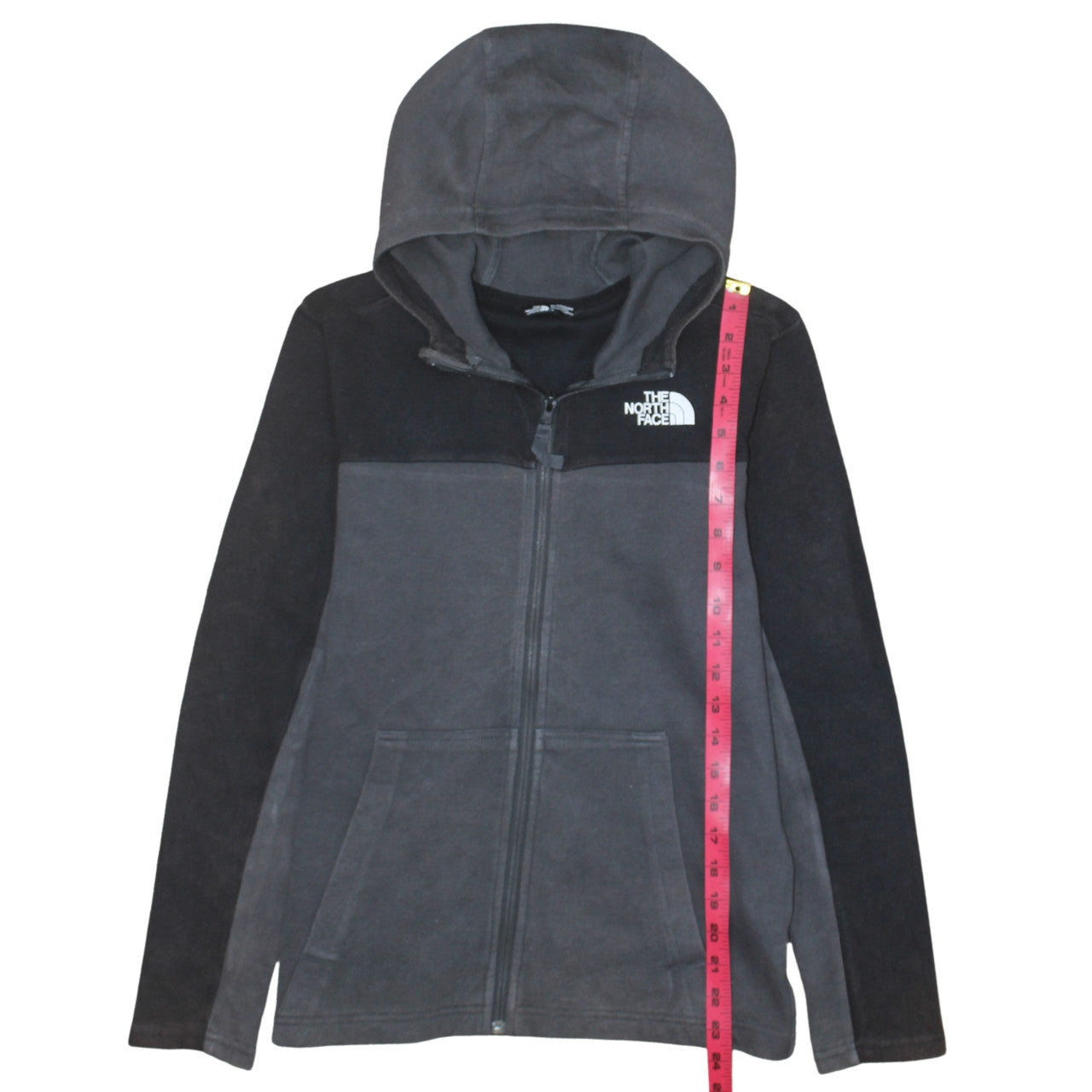 The North Face Boys Black Full Zip Hoodie Size L Cotton Blend Fleece