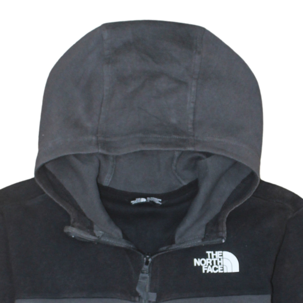 The North Face Boys Black Full Zip Hoodie Size L Cotton Blend Fleece