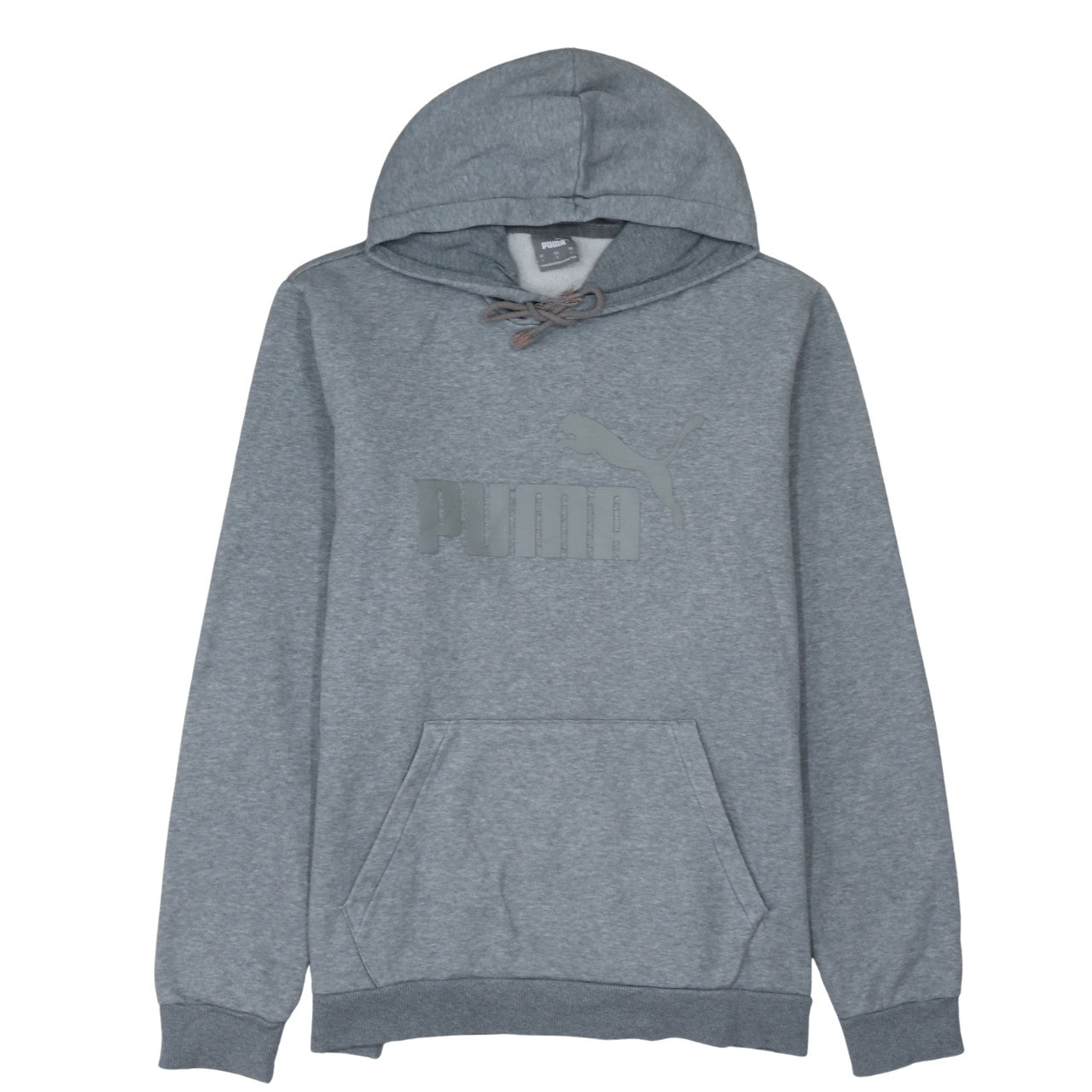 Puma Men's Grey Pullover Hoodie L Logo Fleece Sweatshirt