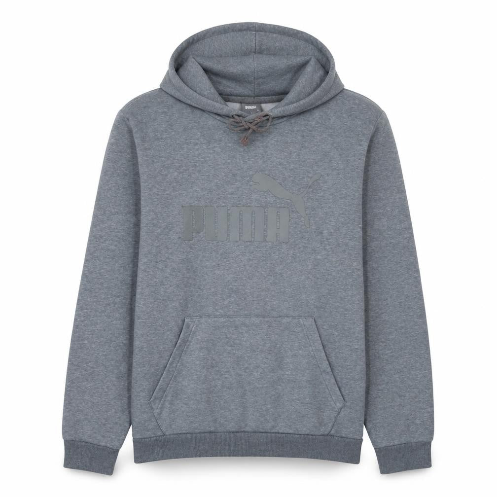 Puma Men's Grey Pullover Hoodie L Logo Fleece Sweatshirt