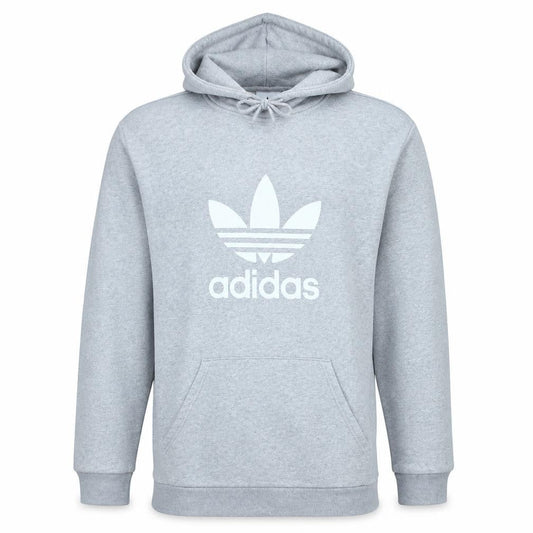 Adidas Mens Grey Pullover Hoodie L Regular Fit Graphic Logo