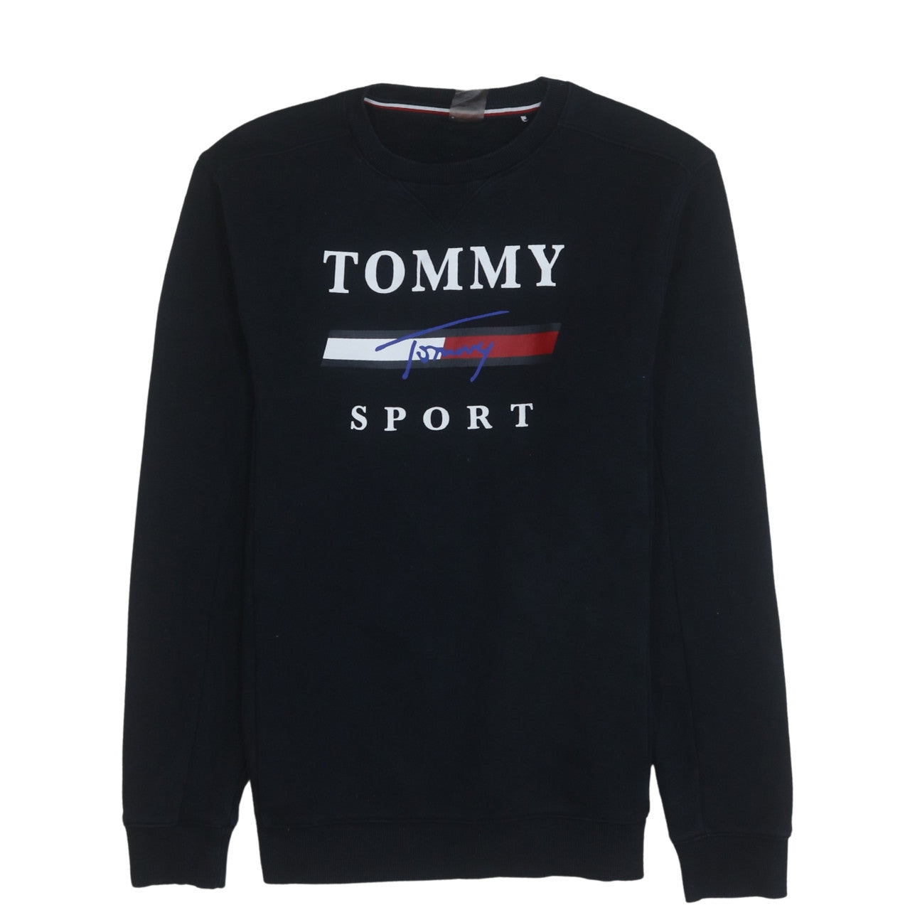 Tommy Sport Men's Black Crew Neck Logo Sweatshirt Size S