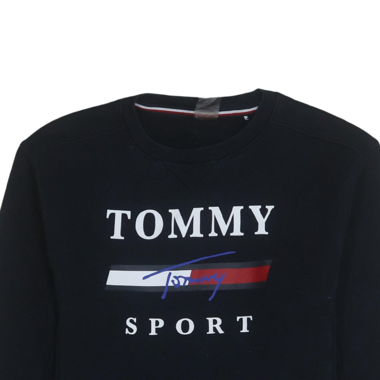 Tommy Sport Men's Black Crew Neck Logo Sweatshirt Size S
