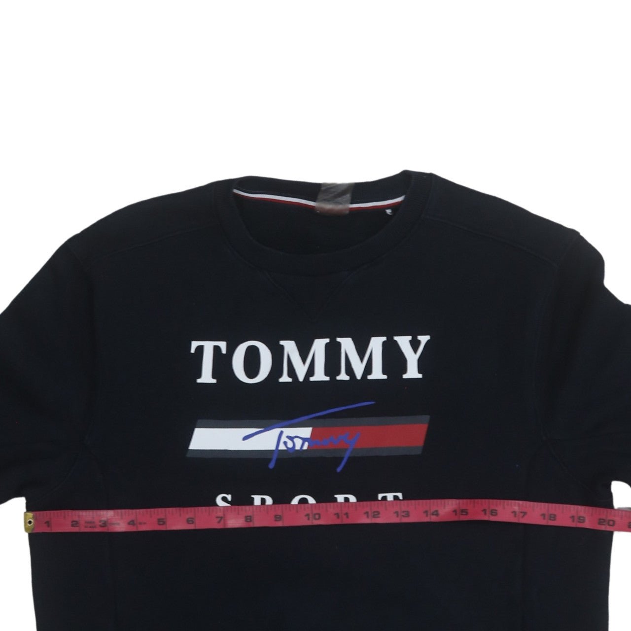 Tommy Sport Men's Black Crew Neck Logo Sweatshirt Size S