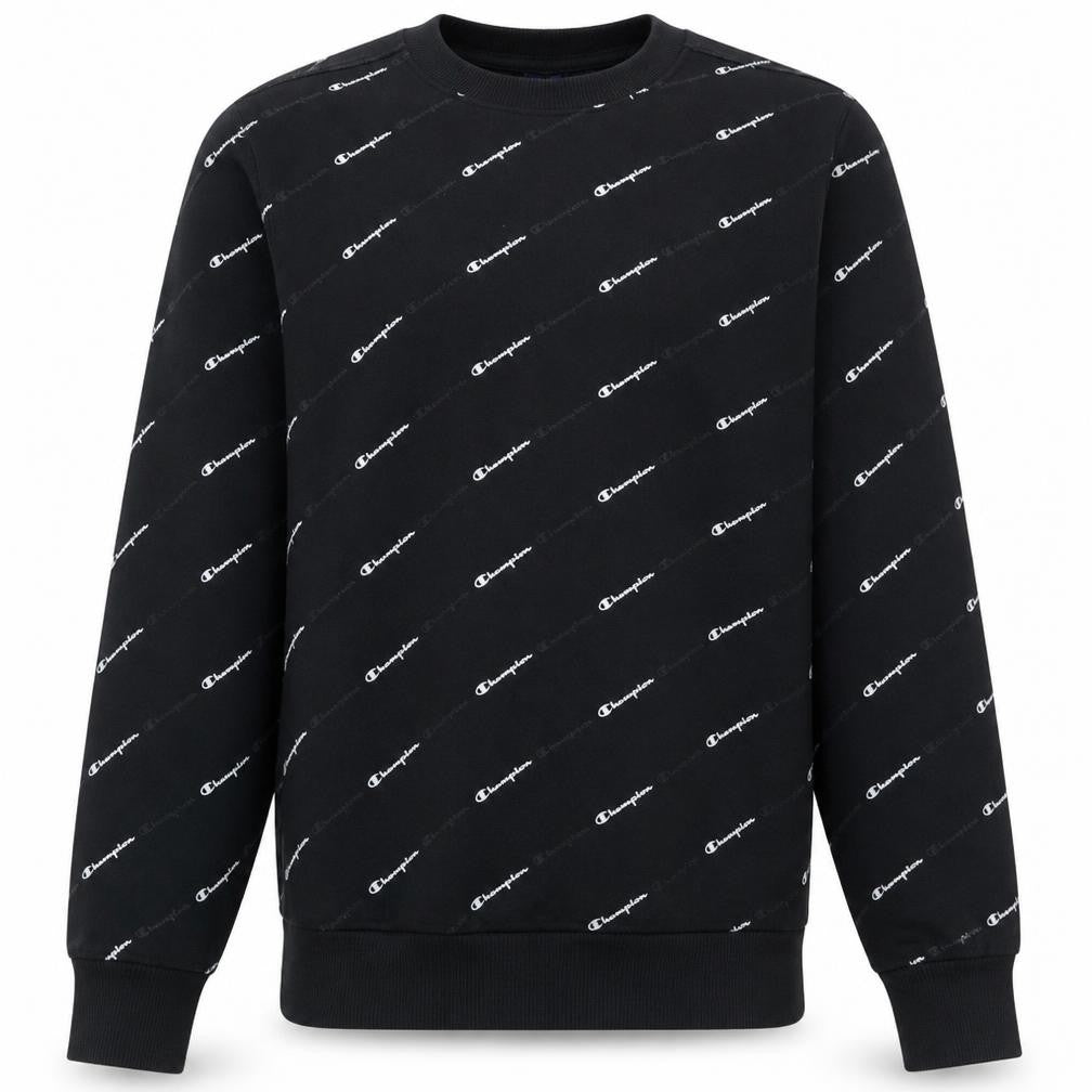 Champion Men's Black Small Crew Neck Logo Sweatshirt