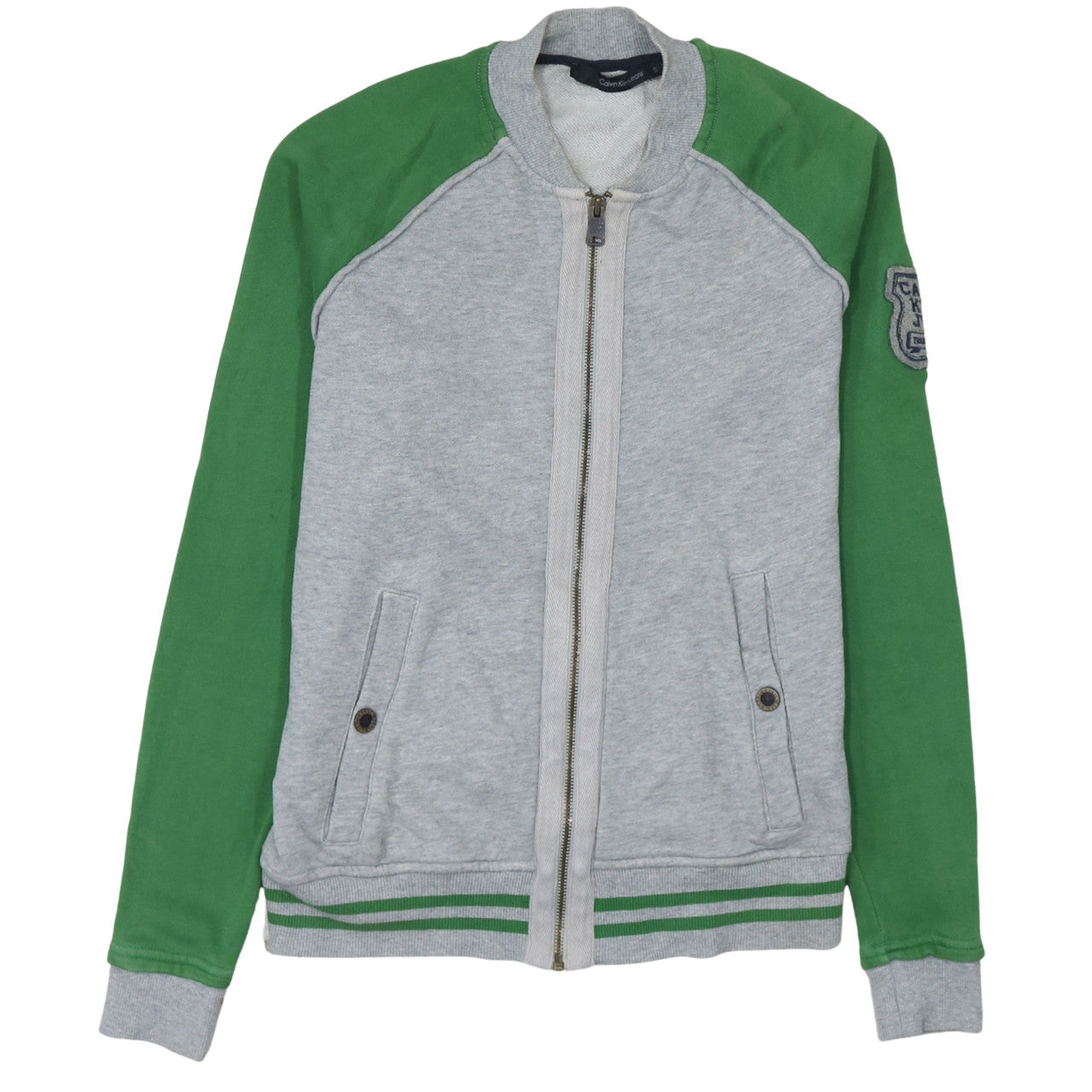 Calvin Klein Jeans Men's Grey & Green Full Zip Sweatshirt S