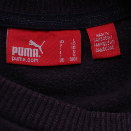 Puma Womens Black Crew Neck Sweatshirt Size 12 L Logo Pullover