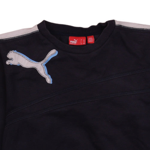 Puma Womens Black Crew Neck Sweatshirt Size 12 L Logo Pullover