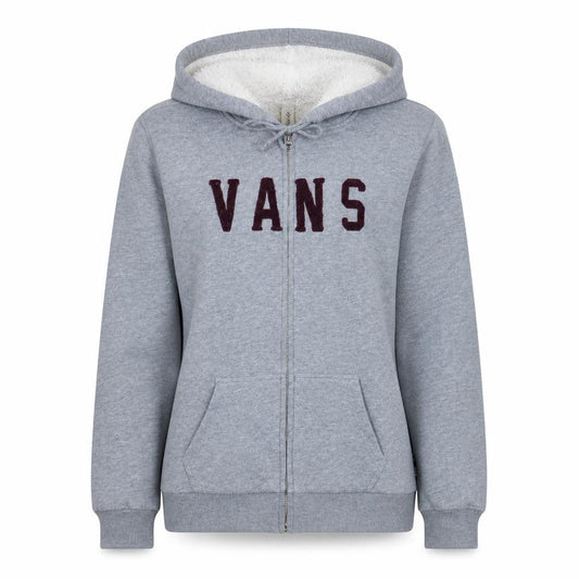 Vans Women Grey Full Zip Hoodie Sherpa Lined Size M Casual Sweatshirt