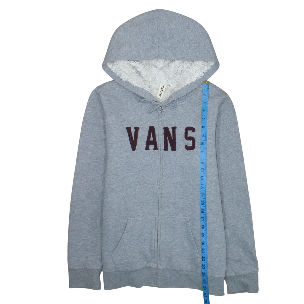 Vans Women Grey Full Zip Hoodie Sherpa Lined Size M Casual Sweatshirt