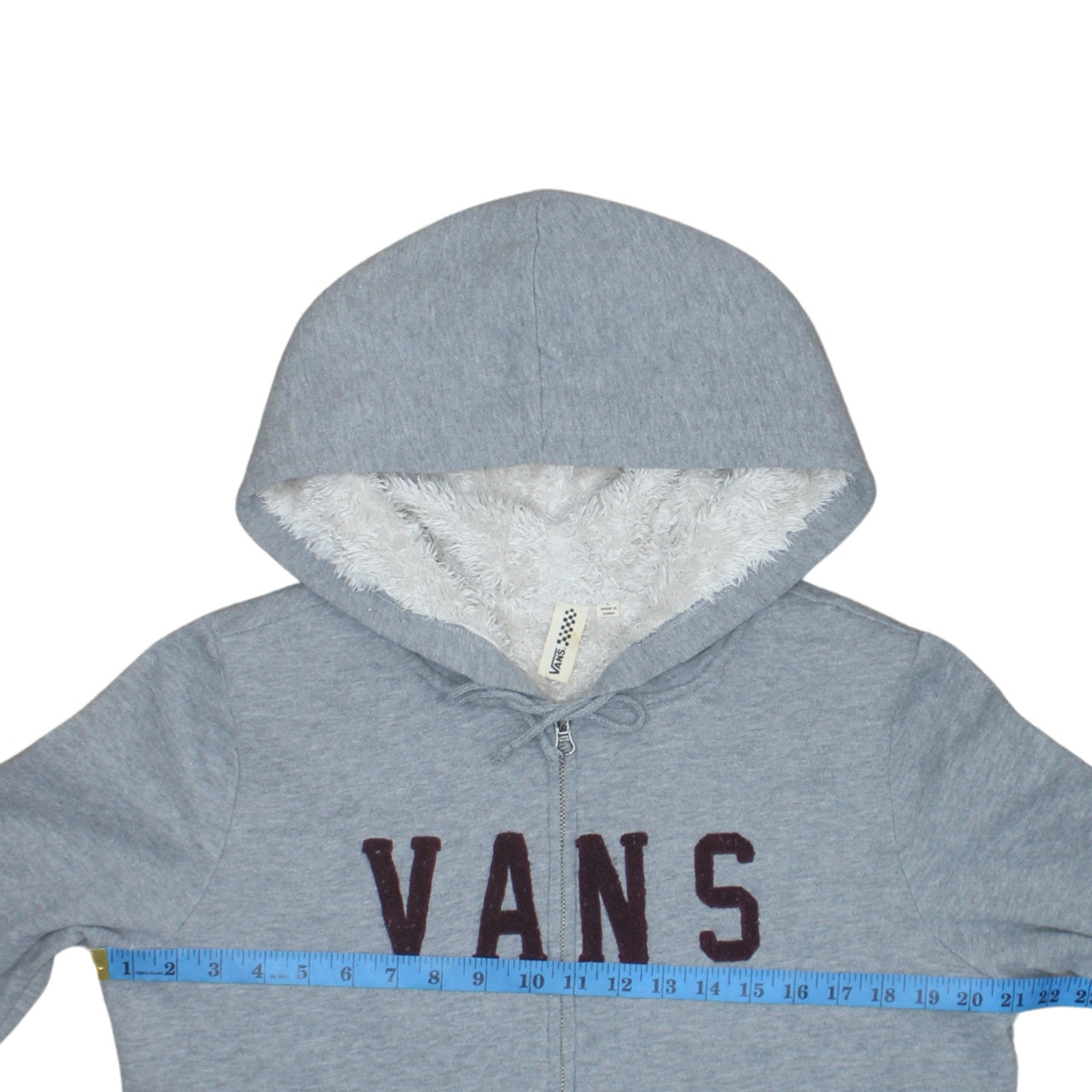 Vans Women Grey Full Zip Hoodie Sherpa Lined Size M Casual Sweatshirt